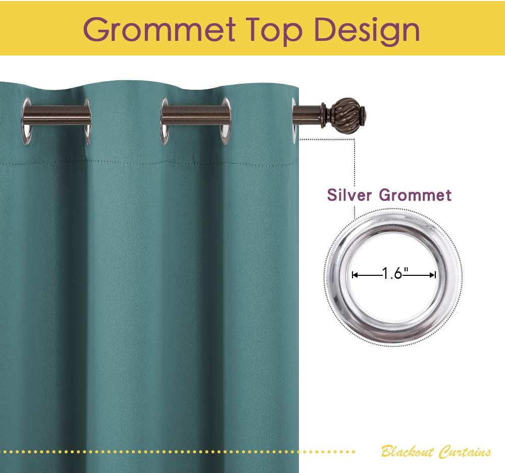 NICETOWN Living Room Window Curtain Panels, Thermal Insulated Solid Grommet Blackout Draperies/Drapes (Sea Teal, 1 Pair, 42 by 54-Inch)