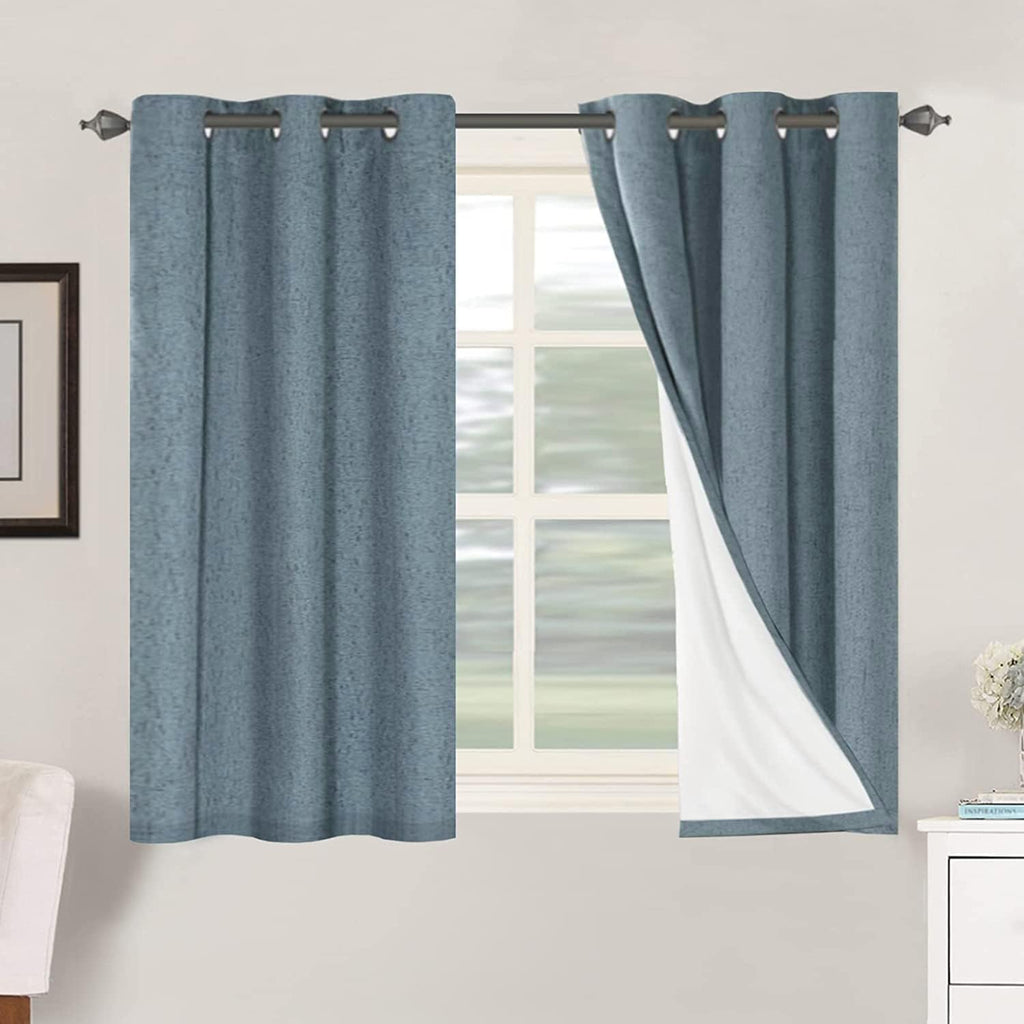 H.VERSAILTEX Primitive Linen Curtains 100% Blackout Curtain Drapes Burlap Curtains with White Thermal Insulated Liner, Grommet Top Drapes…