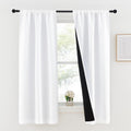 Nicetown White 100% Blackout Lined Curtains, 2 Thick Layers Completely Blackout Rod Pocket Thermal Insulated Drapes for Kitchen/Bedroom (1…