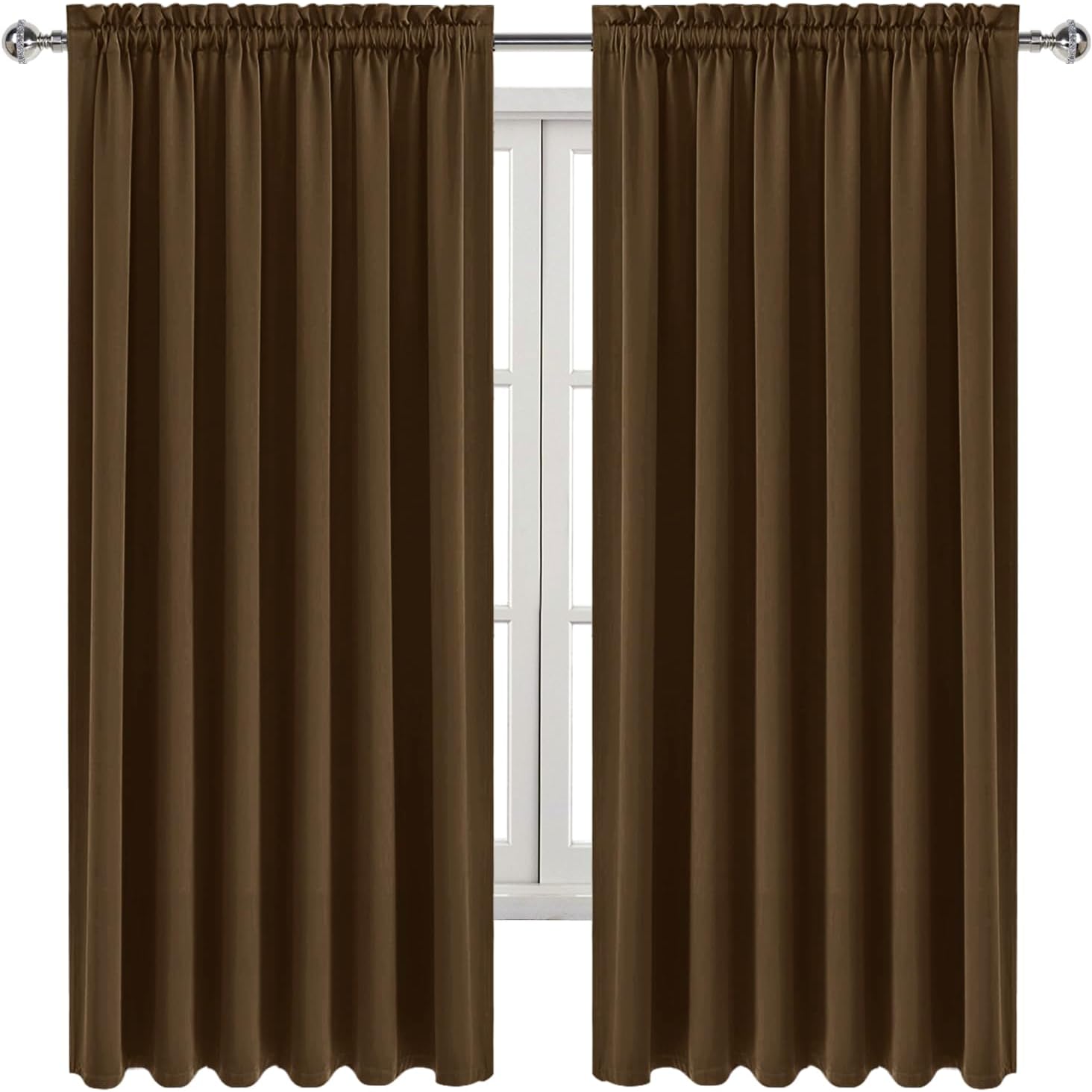 DWCN Blackout Curtains for Living Room Thermal Insulated, Energy Saving & Noise Reducing Bedroom Curtains, Brown, W 70x L 63 Inch, Set of…