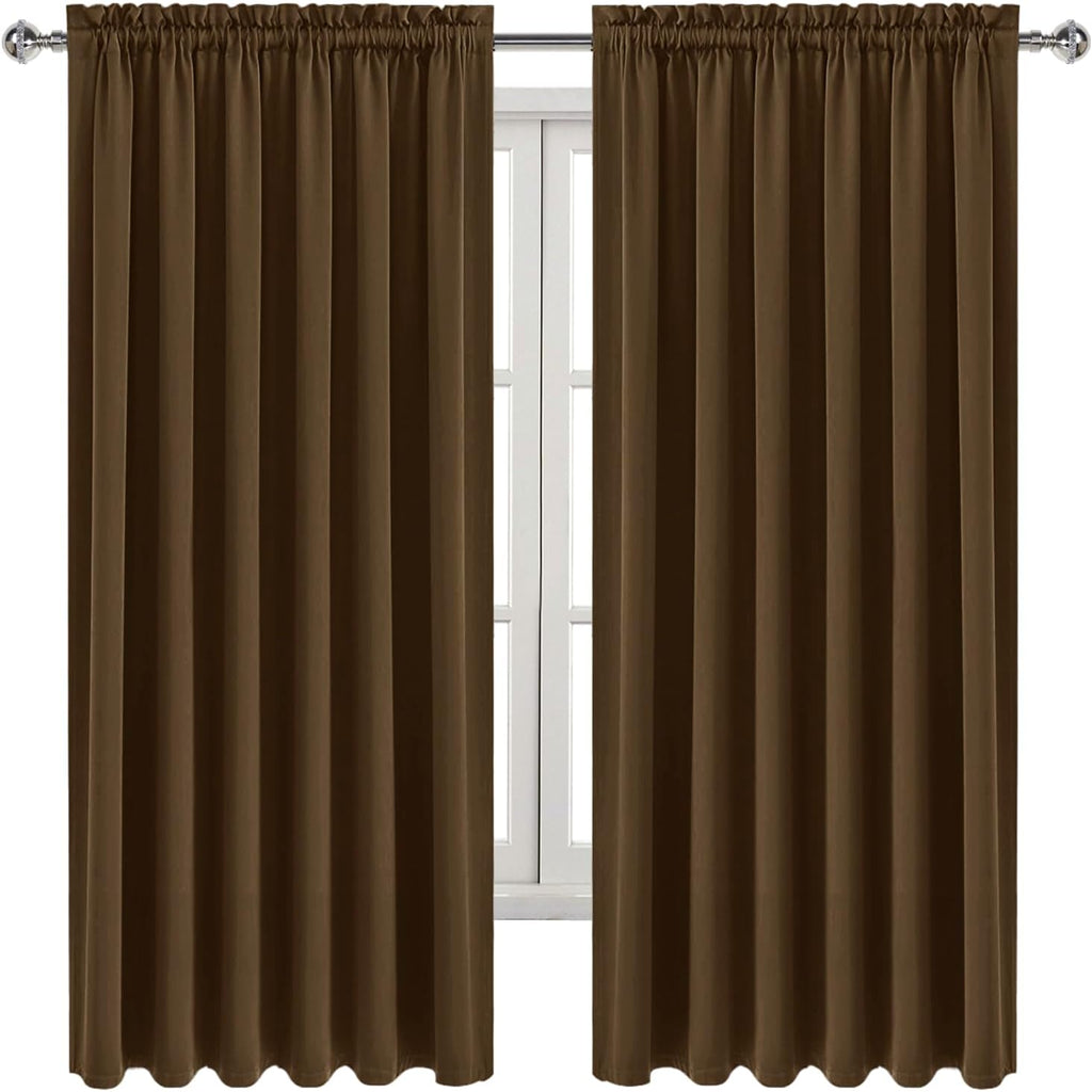 DWCN Blackout Curtains for Living Room Thermal Insulated, Energy Saving & Noise Reducing Bedroom Curtains, Brown, W 70x L 72 Inch, Set of…