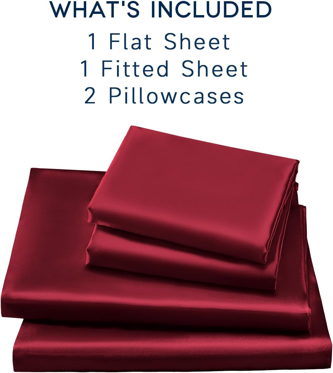 Golal Satin Sheets King Size - 4 Pieces Luxury Silky Soft Bed Sheets, Wrinkle-Free Burgundy Satin Silk Sheet Set with 1 Deep Pocket Fitted…
