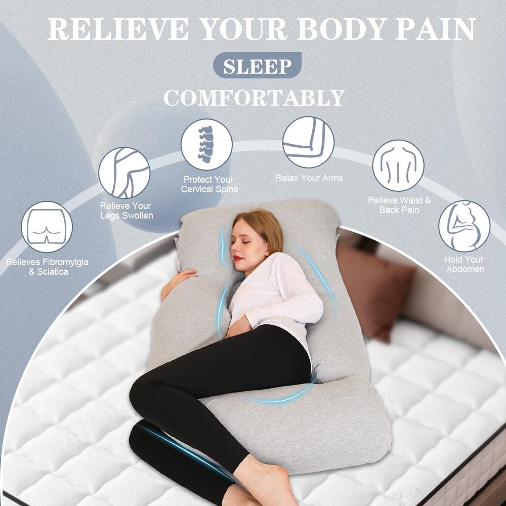 Chilling Home Pregnancy Pillow, J Shape Pregnancy Pillows for Sleeping, Body Pillow for Sleeping, Body Pillows for Adults, Maternity…