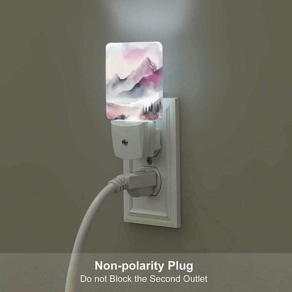 Misty Mountains and Forests Night Light, Plug Into Wall for Boys Girls Bedroom Decorative Square Night Light Lamp 0.5w Sleep Friendly