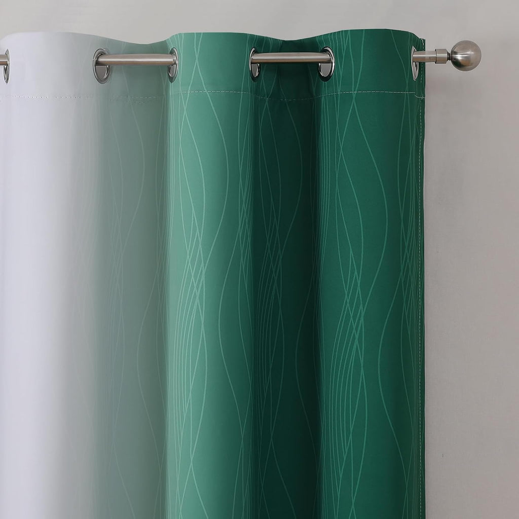 Estelartextiler Estelar Textiler Green and Greyish White Blackout Curtains for Living Room, Thermal Insulated Ombre Blackout Drapes, Gradie…