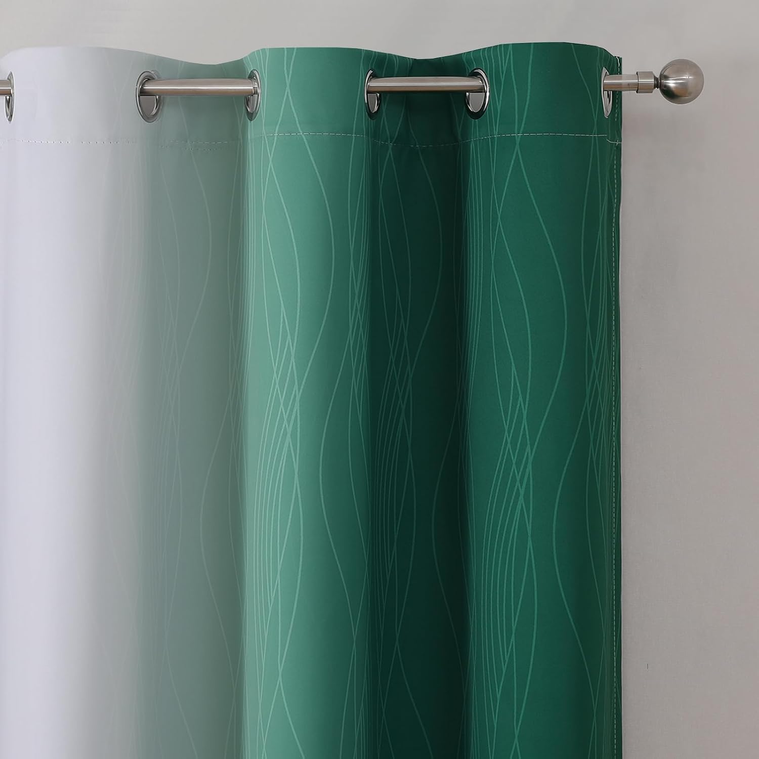 Estelartextiler Estelar Textiler Green and Greyish White Blackout Curtains for Living Room, Thermal Insulated Ombre Blackout Drapes, Gradie…