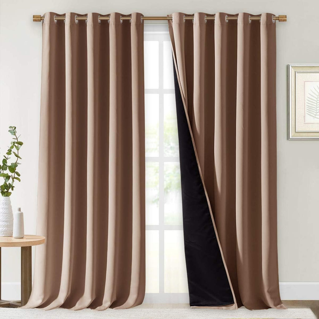 Nicetown Extra Long Truly Blackout Drapes for Hall and Villa, 100% Blackout Window Curtain Panels with Black Lined for Night Shift Worker,…