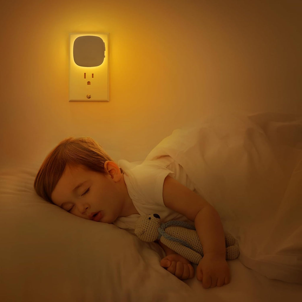 AUVON Plug-in LED Backlit Night Light with Motion Sensor & Dusk to Dawn Sensor, Dimmable Amber Nightlight with 1-50 lm Adjustable…