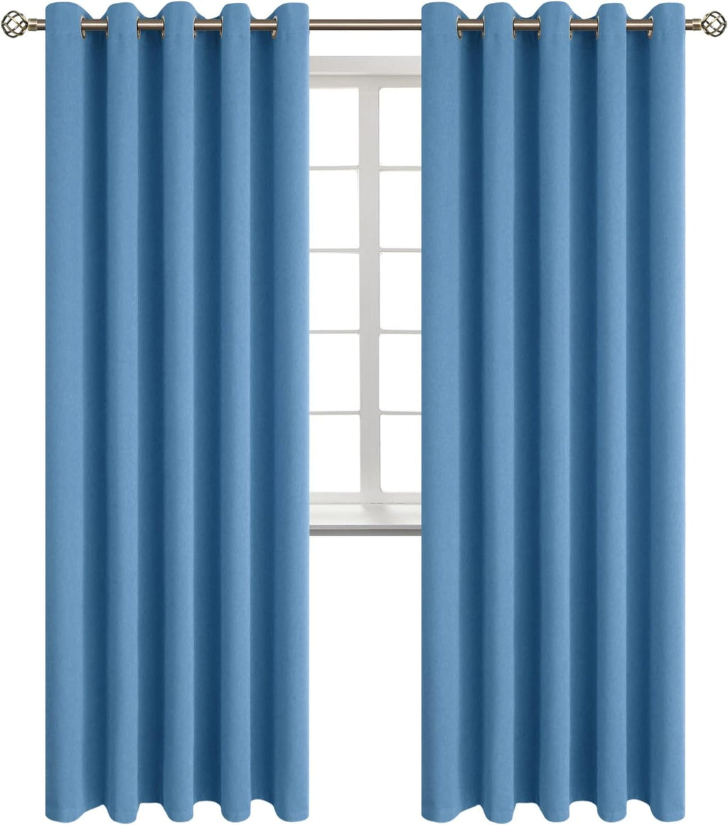 BGment Blackout Curtains - Grommet Thermal Insulated Room Darkening Bedroom and Living Room Curtains, Set of 2 Panels (70 x 84 Inch, Denim)…