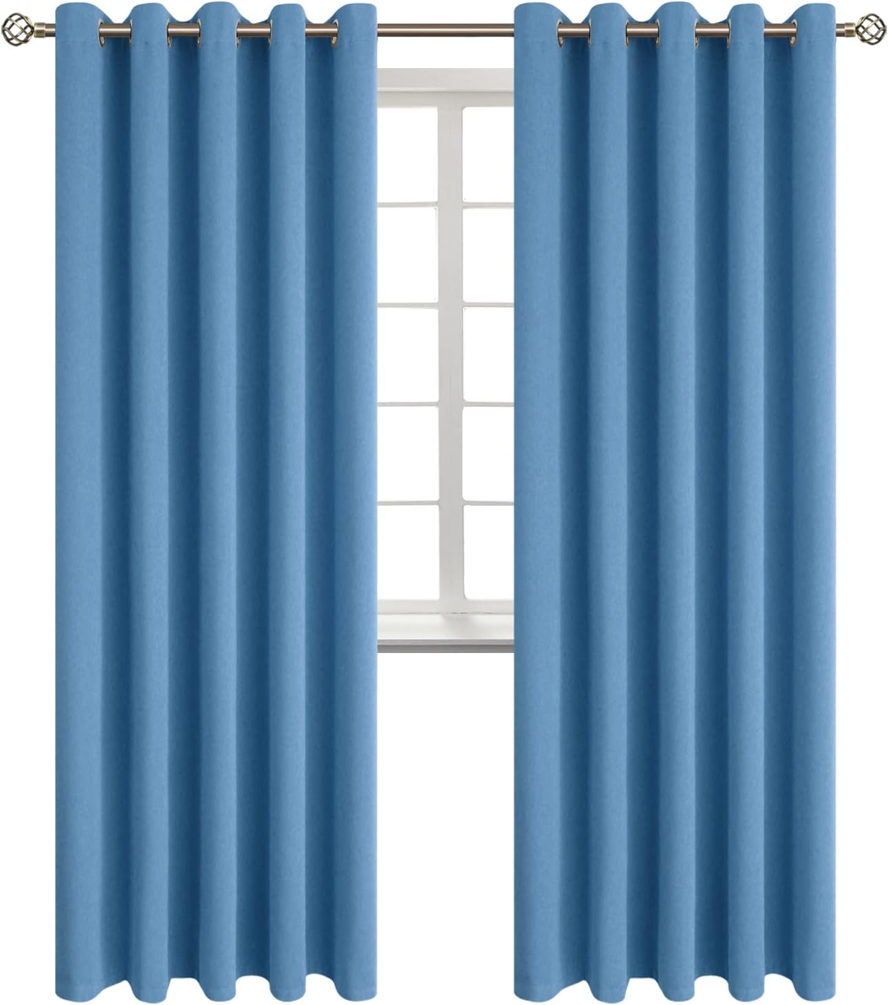 BGment Blackout Curtains - Grommet Thermal Insulated Room Darkening Bedroom and Living Room Curtains, Set of 2 Panels (70 x 84 Inch, Denim)…
