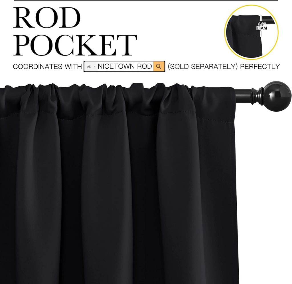NICETOWN Short Curtains 36 inches Long, Black Out RV Bunk Panels, Kitchen Window Curtains Over Sink, Thermal Insulating Blackout…