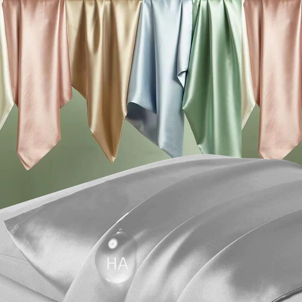 Home Silk Pillowcase for Hair and Skin, Mulberry Silk Pillow Cases Queen Size, Smooth Anti Acne Cooling Sleep Both Sides Natural Silk Satin…