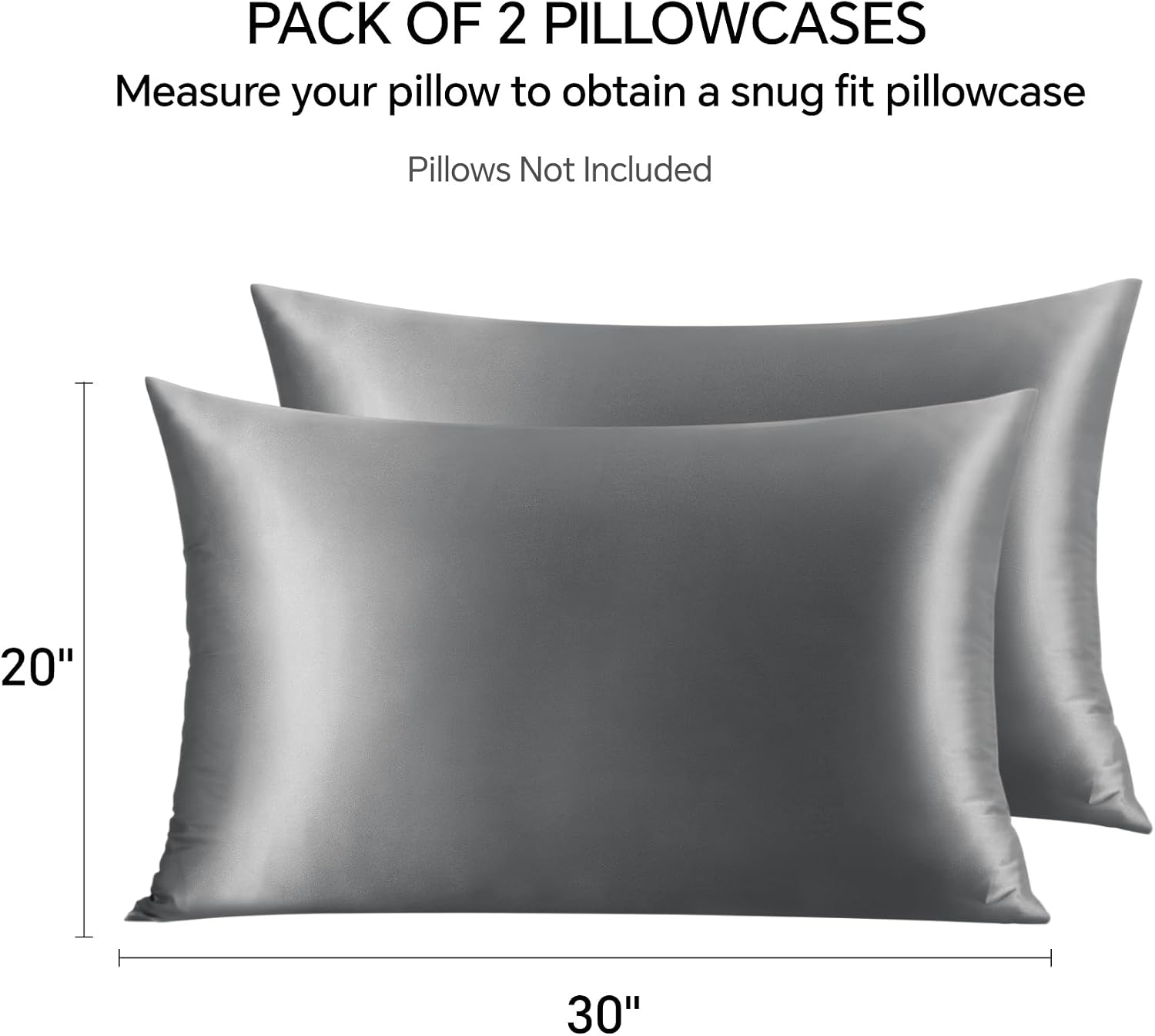 Infiixso Silk Pillow Cases Queen Size Set of 2-20x30Inches Silk Pillowcases with Hidden Zipper, Ultra Smooth and Soft Cooling Pillow Cases…