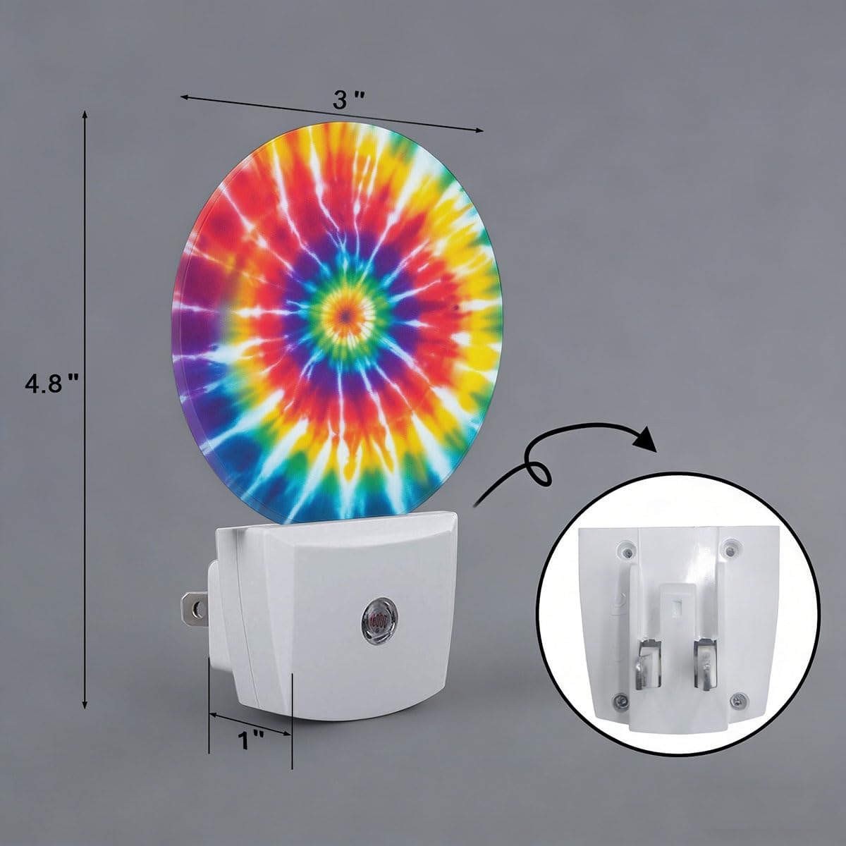 Rainbow Tie Dye Night Light Plug Into Wall Auto Led Sleep Round Lamp for Living Room Hallway Stairs