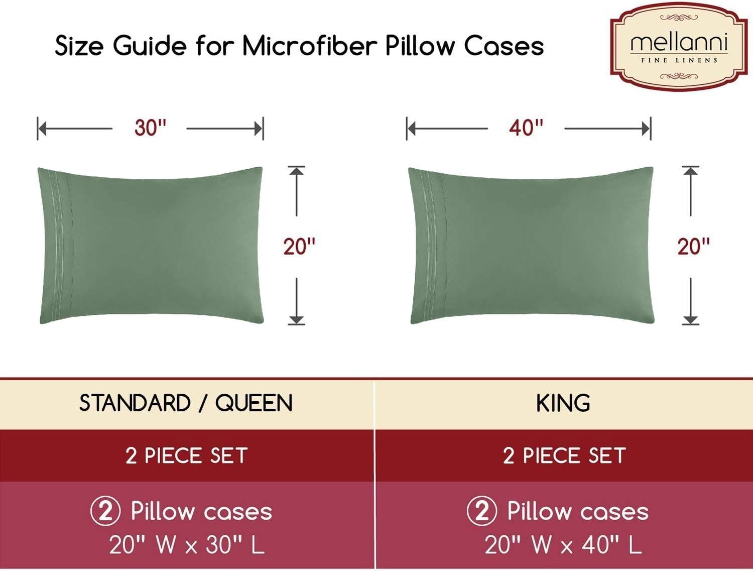 Mellanni Pillow Cases - Luxury, Extra Soft, Cooling Pillow Covers - 2 PC Iconic Collection Pillowcases - Envelope Closure (King 20" x 40",…