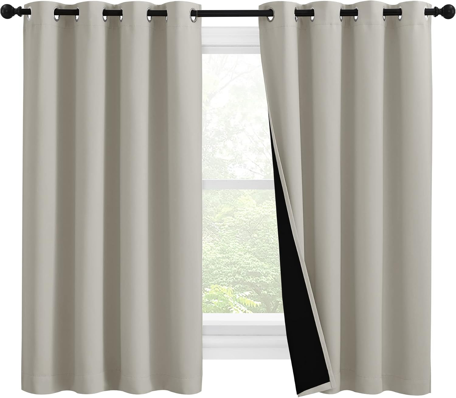 Nicetown 100% Blackout Curtains 57 inches Long, Double-Deck Completely Blackout Window Treatment Thermal Insulated Lined Drapes for Small W…