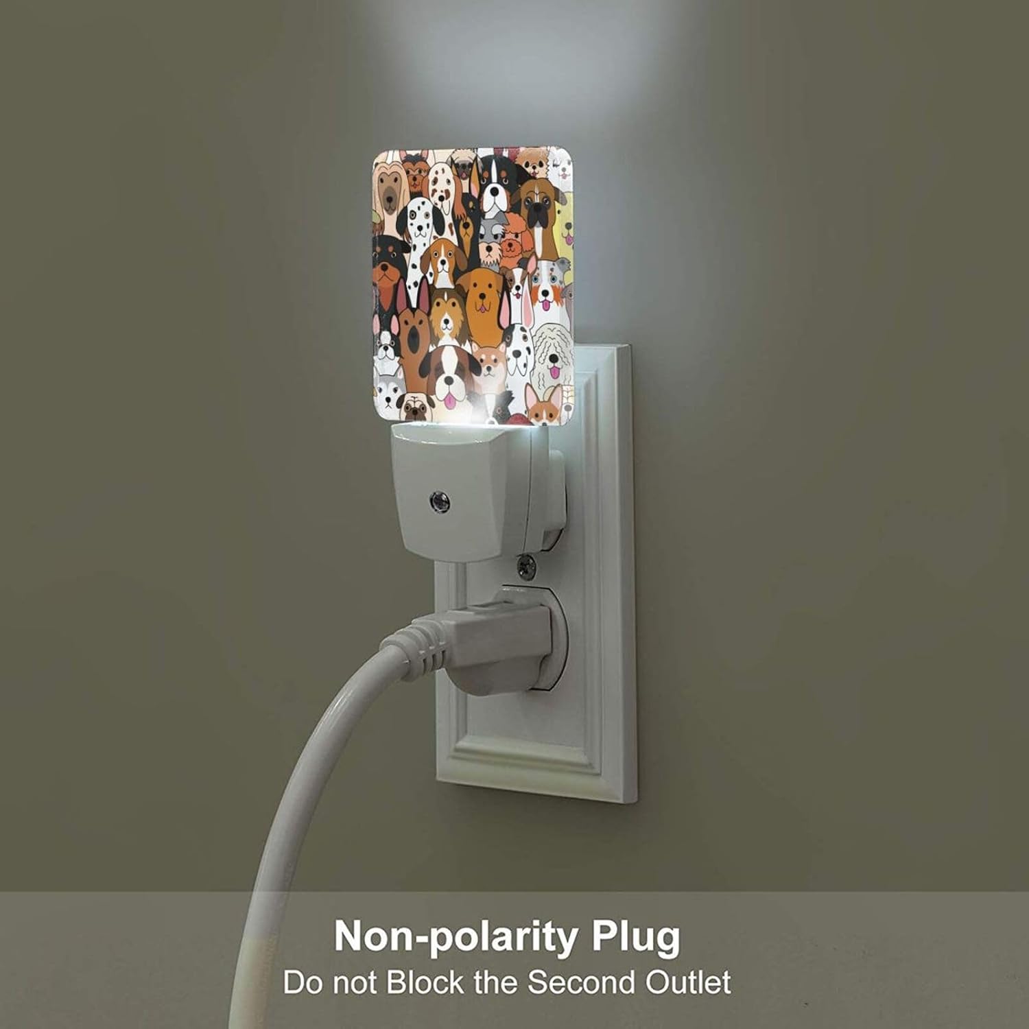 Cute Dog Night Light, Plug Into Wall Decor for Stairway, Hallway, Kitchen, Dusk to Dawn Sensor Nightlights for Boys/Girls/Women/Men Room Gifts
