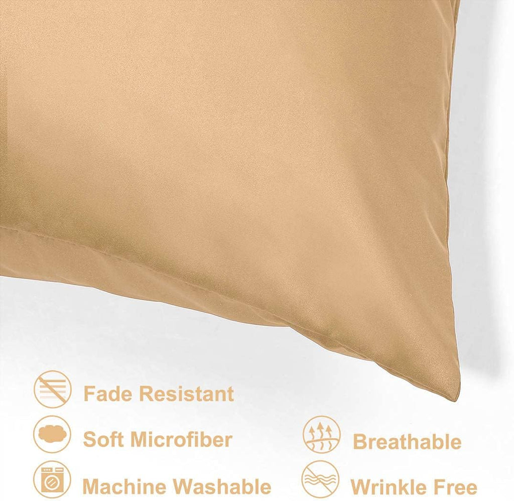uxcell Standard Satin Pillowcase with Zipper, Super Soft and Luxury, Silky Pillow Cases Covers Set of 2, 21"x27", Gold