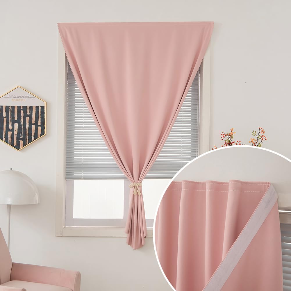 Self Adhesive Blackout Curtains- Stick on Curtains Shades Window Blinds Curtains No Rod Needed Easy to Hang Curtain, Use for Bedroom…