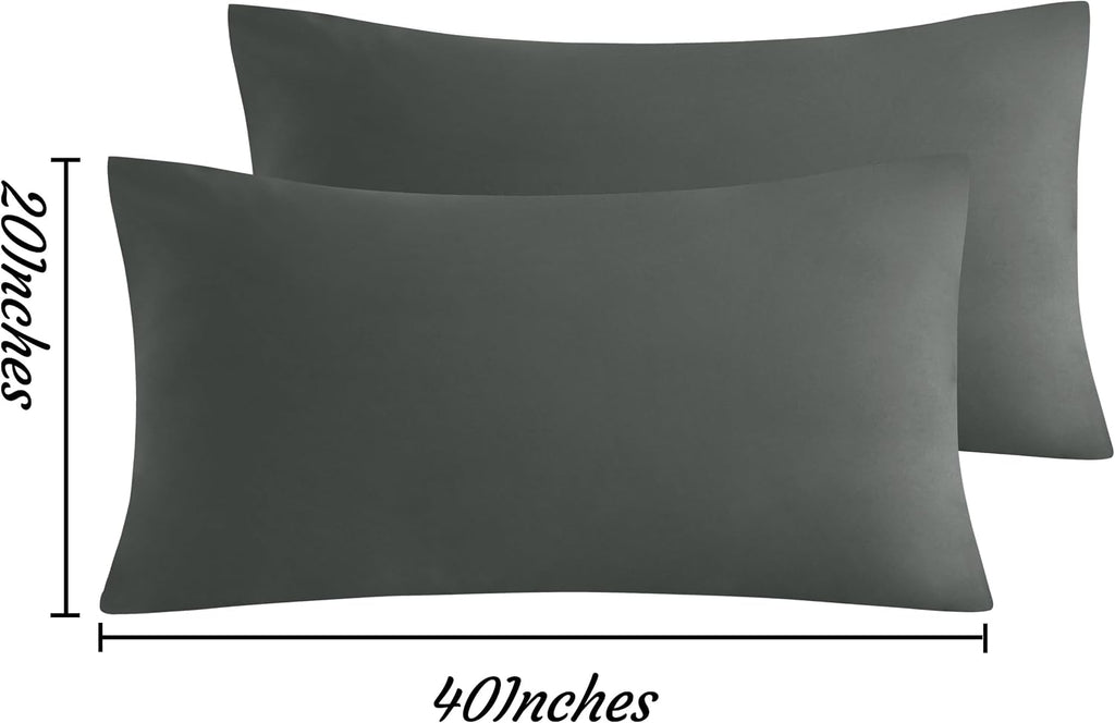 Ntbay King Pillow Cases Set of 2, 2 Pack Brushed Microfiber 20x40 Pillow Cases, Soft, Wrinkle, Fade, Stain Resistant Dark Grey Pillow Cases…