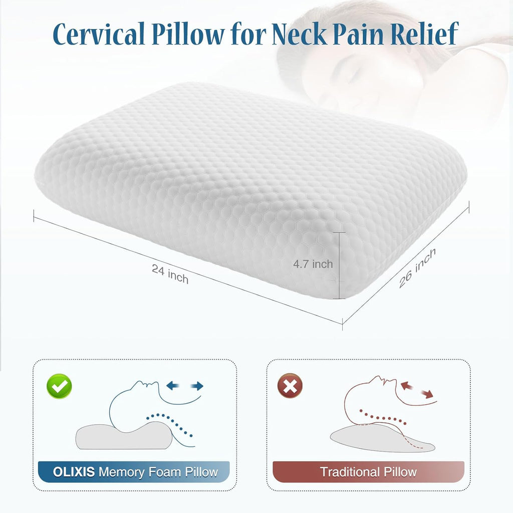 Olixis Memory Foam Pillows for Sleeping 5 Pack Queen Size Bed Pillows for Adults with Removable Washable Cover Breathable Mesh Gel Cooling…