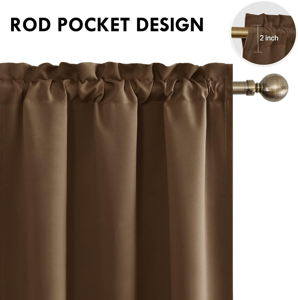 DWCN Short Brown Blackout Curtains for Half Window, Thermal Insulated Energy Saving Room Darkening Curtains for Kitchen/Bedroom (W60 x…