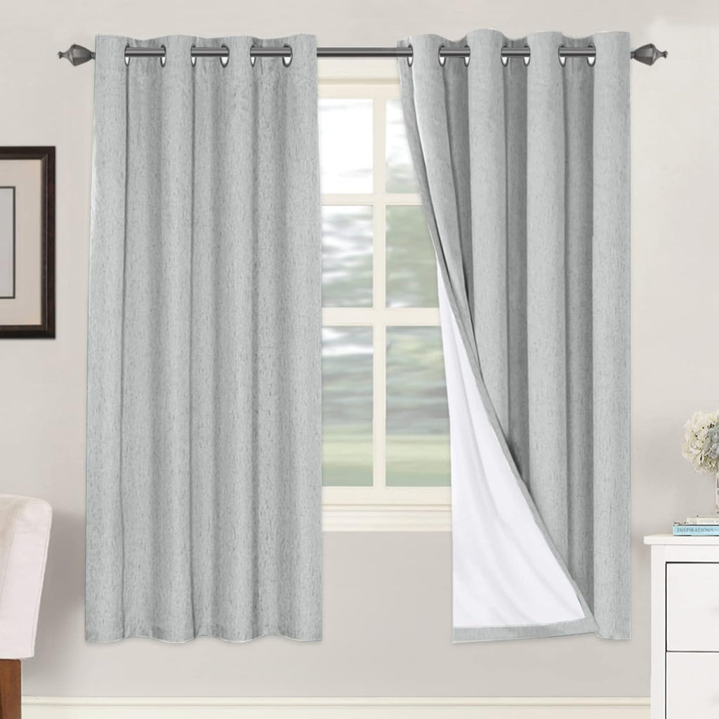 H.VERSAILTEX 100% Blackout Curtains for Bedroom Thermal Insulated Linen Textured Curtains Heat and Full Light Blocking Drapes Living Room…