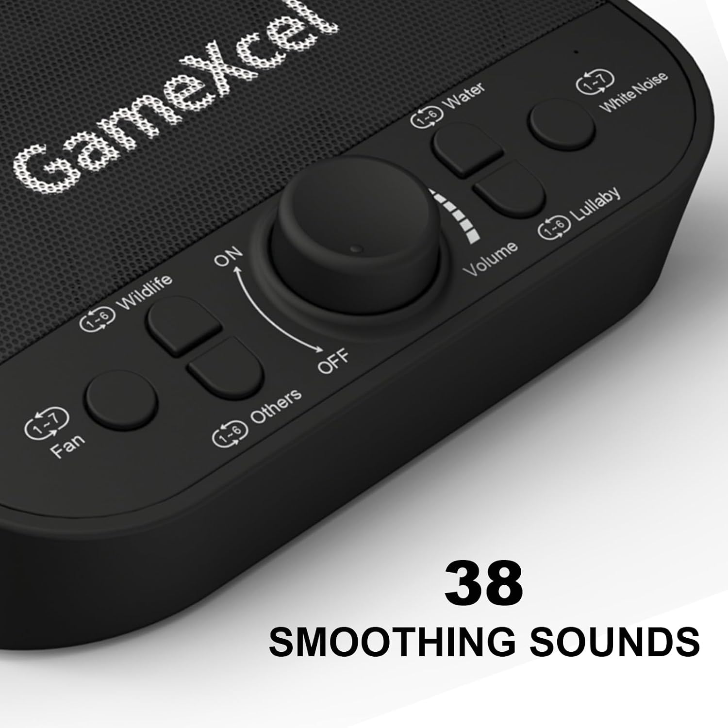 GameXcel White Noise Sound Machine for Sleeping – 38 Non-Looping Sounds Dual Speaker USB Powered Timer Memory – Portable Sleep relaxation…