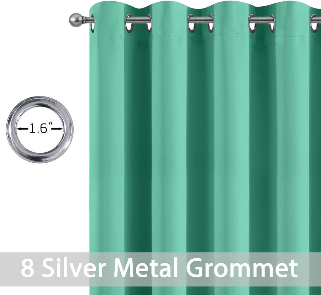 Yakamok 96 Inch Long Room Darkening Turquoise Blackout Curtains, Thermal Insulated Blackout Drapes with Grommet for Bedroom (52x96Inch, 2…