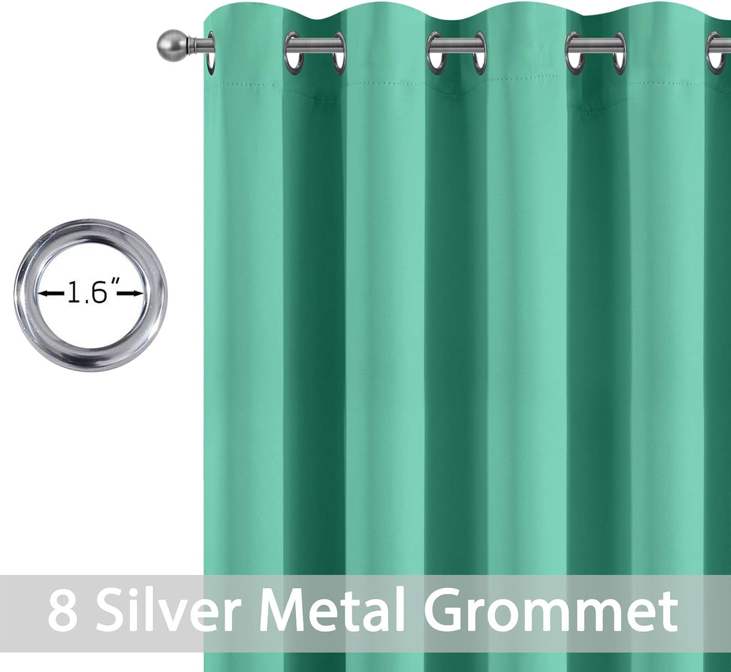 Yakamok 96 Inch Long Room Darkening Turquoise Blackout Curtains, Thermal Insulated Blackout Drapes with Grommet for Bedroom (52x96Inch, 2…