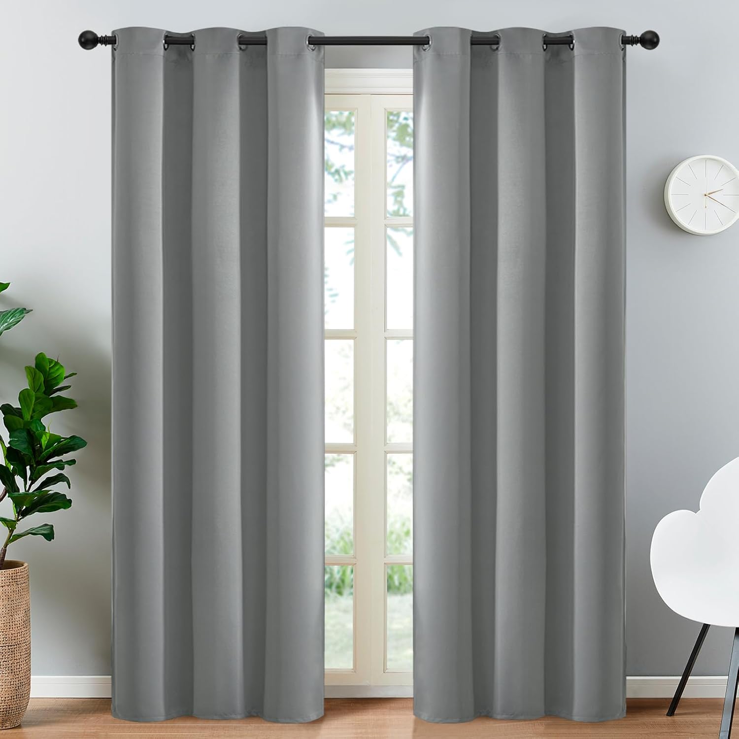 Yakamok Dove Grey Room Darking 84 Inch Length 2 Panel Sets for Livingroom Dining Room Darkening Thermal Insulated Bay Window Hotel Modern…