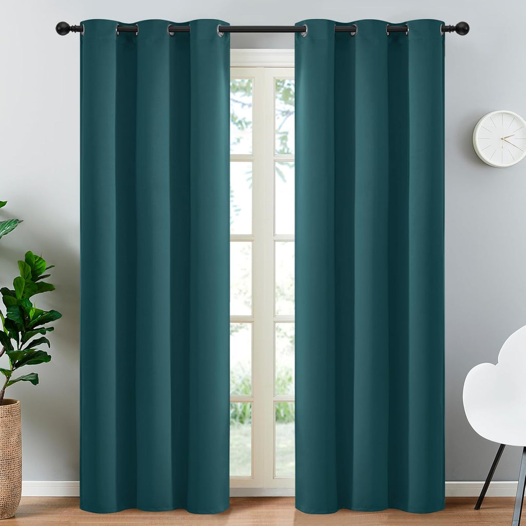 Yakamok Blackout Curtains for Bedroom 2 Panels Set 84 Inch Length Thermal Insulated Room Darkening Dark Black Out Drapery Grommet Window…