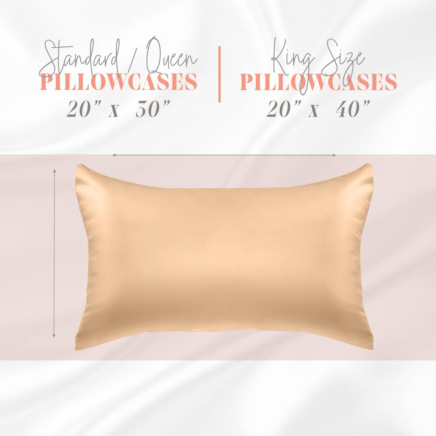 Elegantcomfort Elegant Comfort Silky and Luxurious 2-Piece Satin Pillowcase Set for Healthier Skin and Hair, Hidden Zipper Closure and Beau…