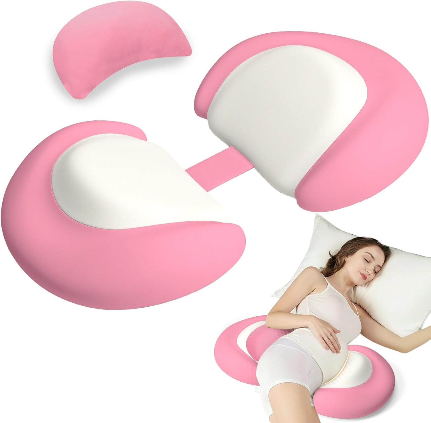 Pregnancy Pillows for Sleeping, Memory Foam W Shaped Maternity Pillow for Pregnant Women, Adjustable Travel Pregnancy Wedge Pillow with…