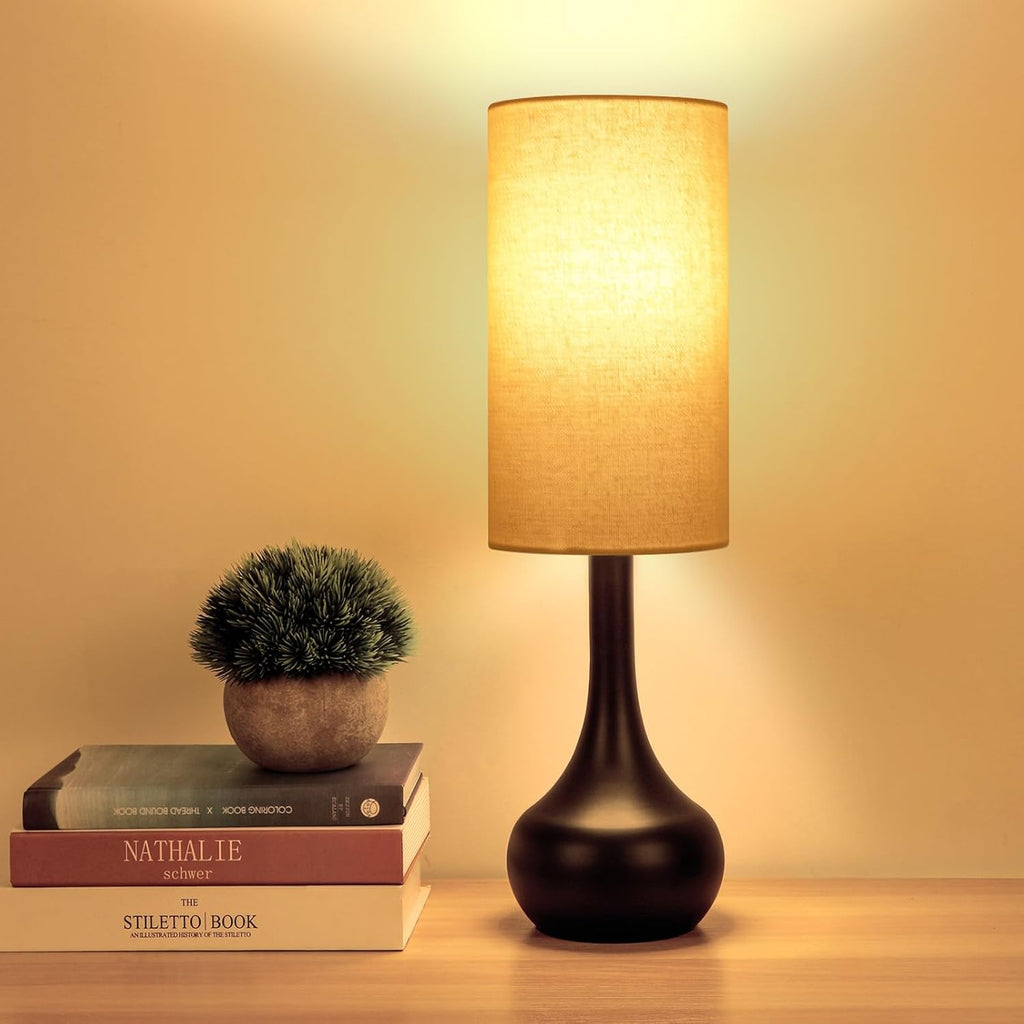 Ledikon Touch Bedside Lamp for Nightstand,3-Way Dimmable, Space Saving & No Assembly Required, Upgraded Small Droplet Vintage Black Table La…