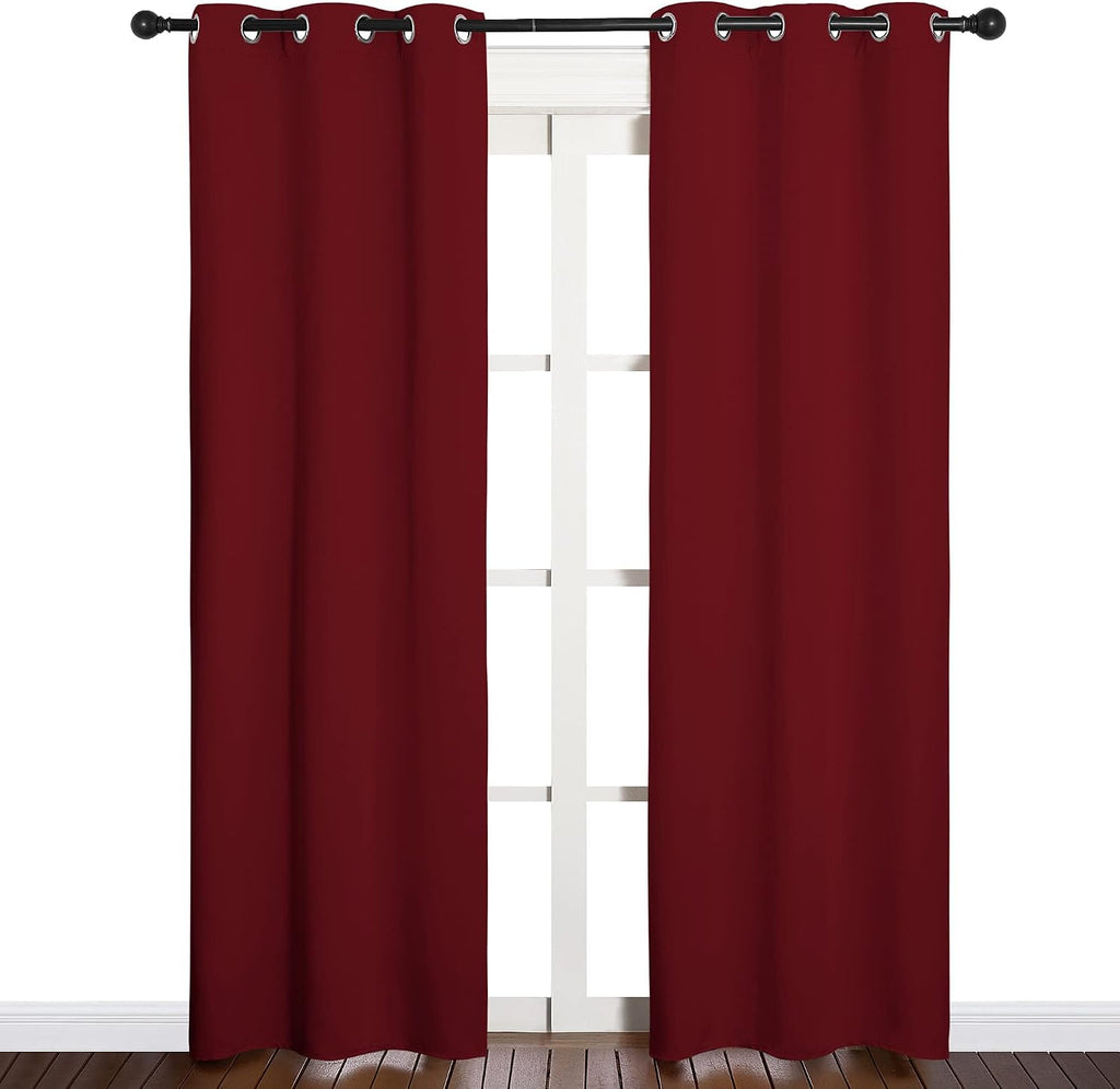 NICETOWN Christmas Burgundy Bedroom Curtains Blackout Draperies, Christmas Decorations Thermal Insulated Solid Grommet Top Blackout…