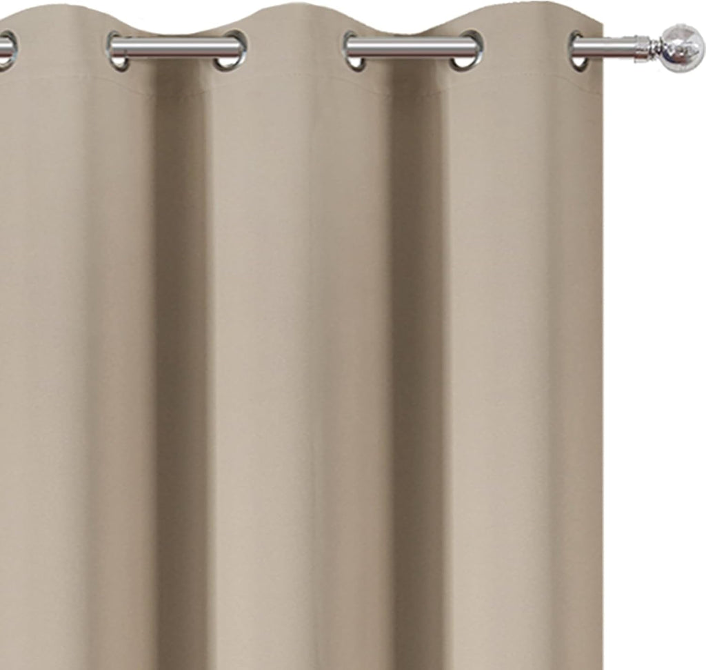 Lemomo Khaki Thermal Blackout Curtains/38 x 63 Inch/Set of 2 Panels Room Darkening Curtains for Bedroom 63 Inch silver