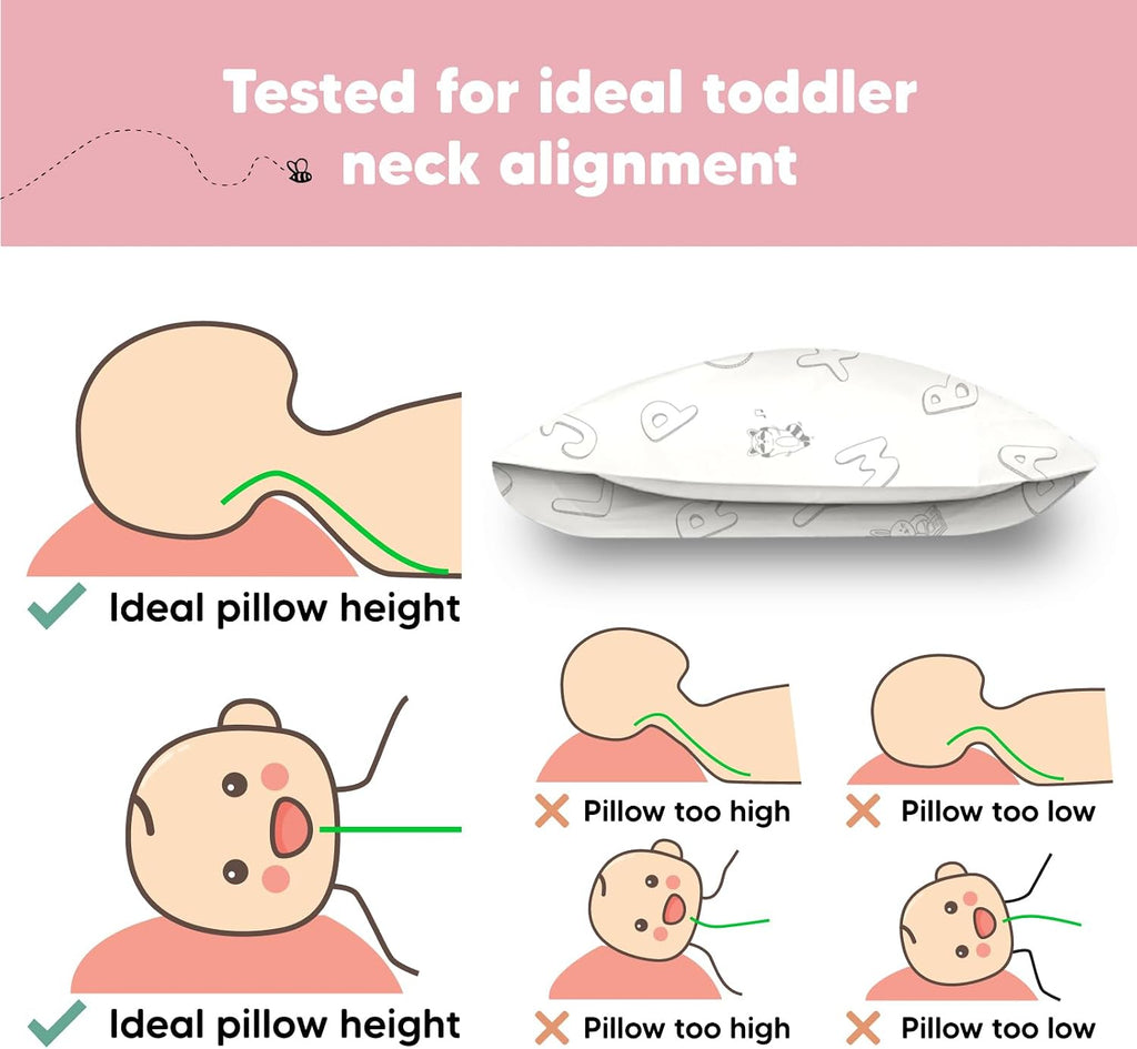 Toddler Pillow with Pillowcase - 13x18 My Little Dreamy Kids Travel Bed Pillows for Sleeping, Organic Cotton Small Pillowcase, Soft &…