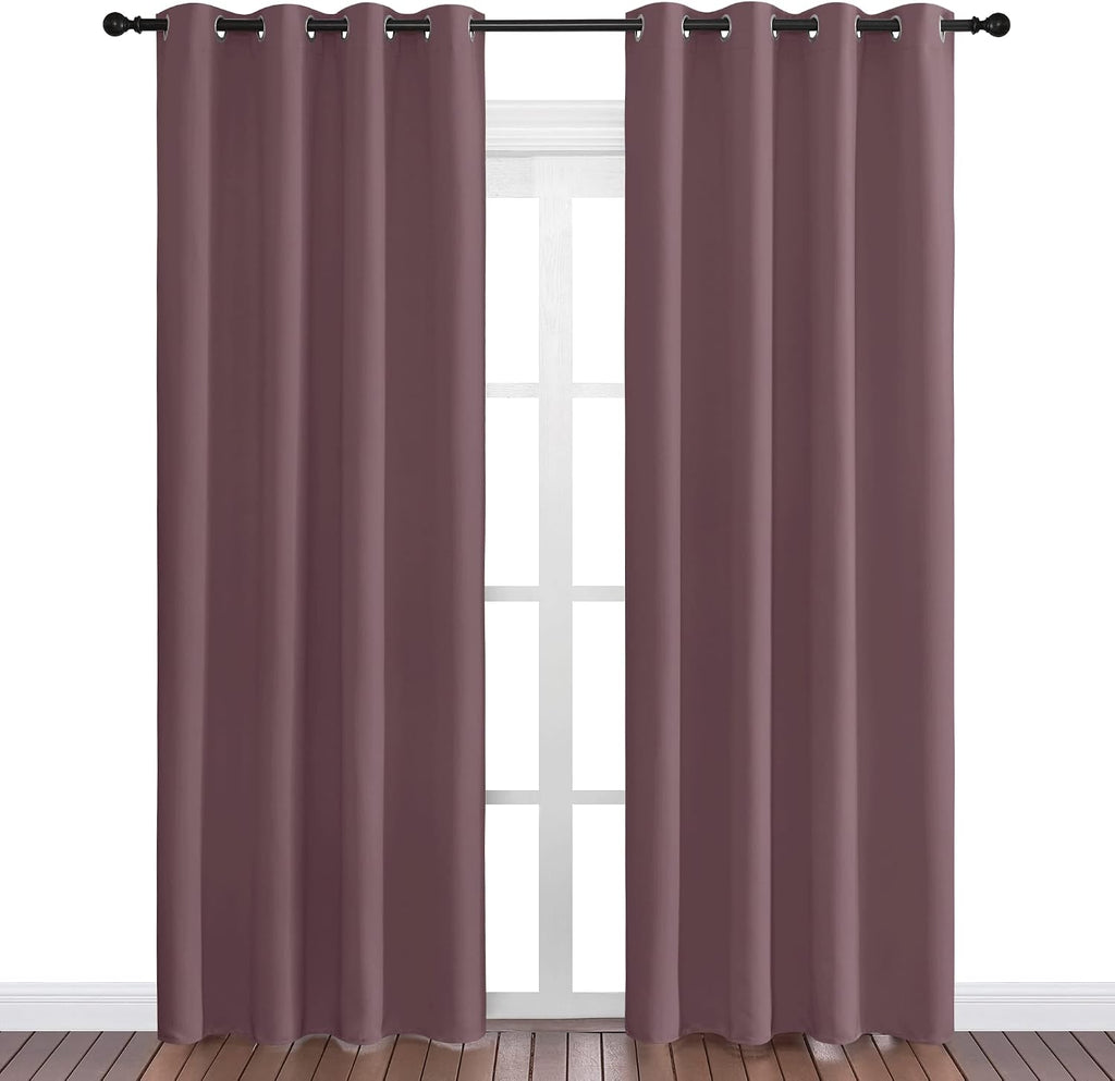 Nicetown Dry Rose Blackout Curtains 86" Long for Office, Dining Room, 55" Wide, 2 Pieces, Guest Room, Sound Reducing Heat and Cold Block Cu…