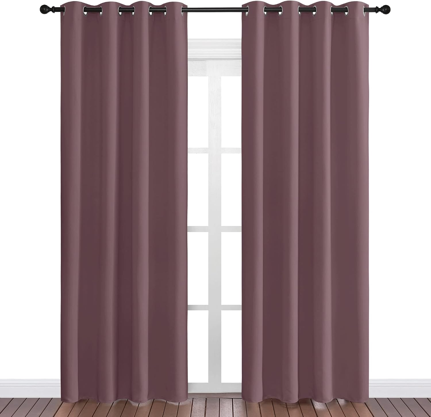 Nicetown Dry Rose Blackout Curtains 86" Long for Office, Dining Room, 55" Wide, 2 Pieces, Guest Room, Sound Reducing Heat and Cold Block Cu…
