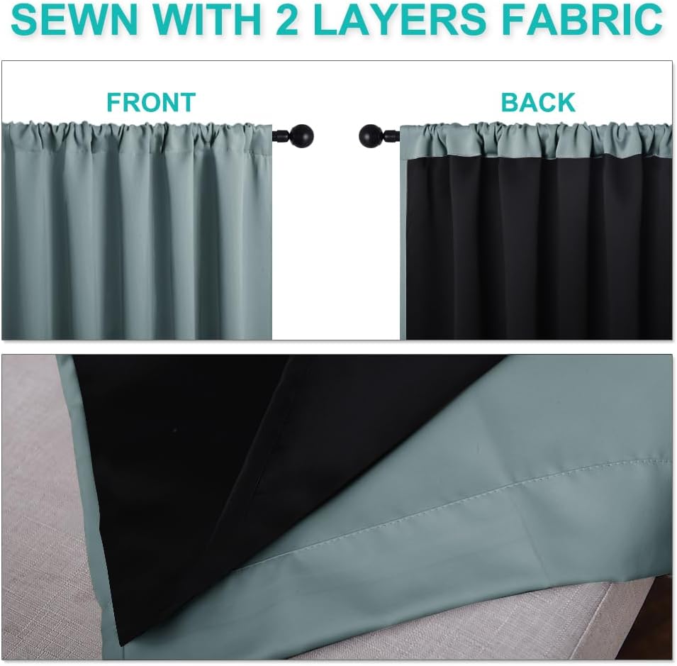 Nicetown 100% Blackout Curtains for Living Room, Privacy Protection & Noise Reducing Drapes, Black Lined Window Treatment Panels for Patio…