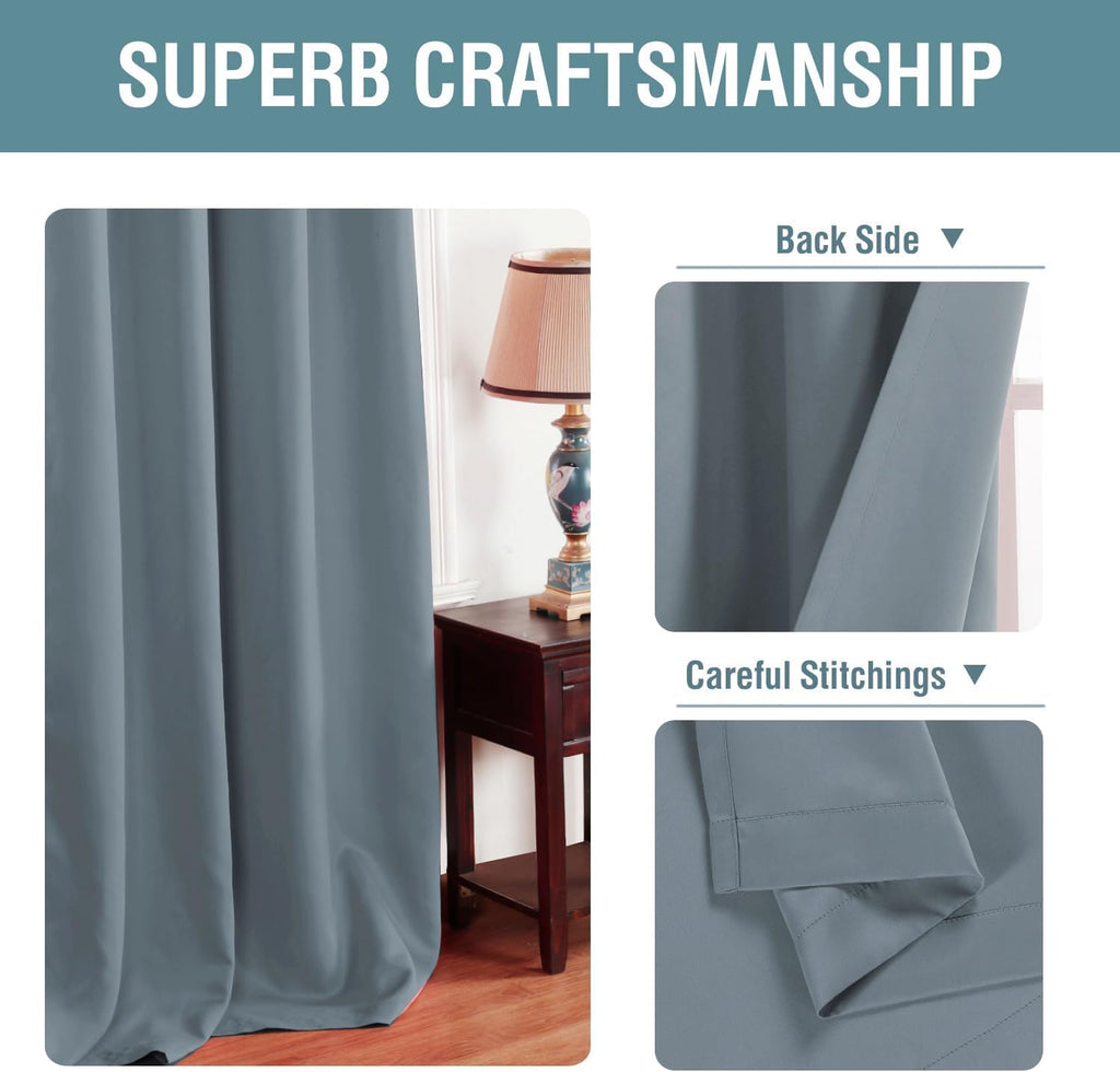 H.VERSAILTEX Blue Curtains/Drapes Blackout for Bedroom Room Darkening Thermal Curtains for Living Room Noise Reducing Sound Pro…