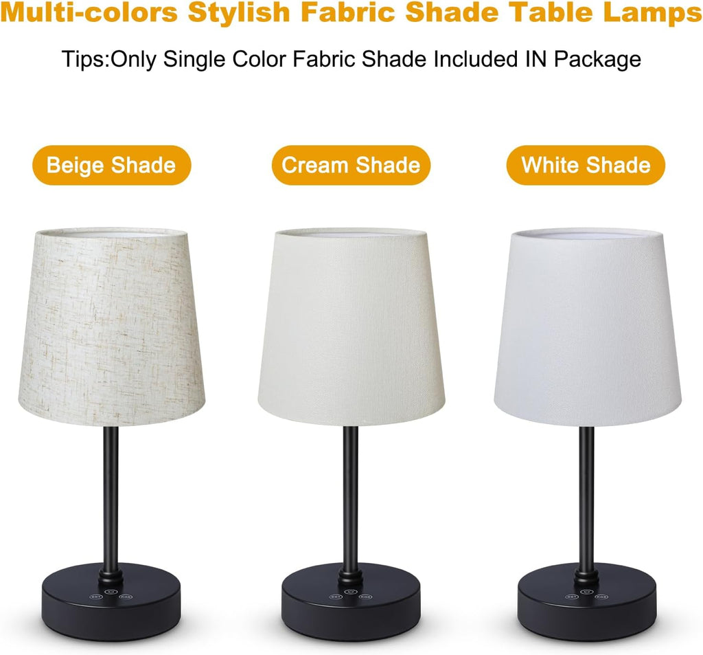 Wowag Cordless Table Lamp,5000mAh Rechargeable Battery Operated Desk Lamp,3Colors & 7 RGB Stepless Dimmable, Portable Small Touch Fabric…