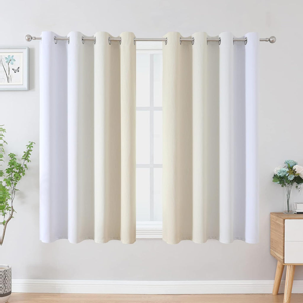 Estelartextiler Estelar Textiler Beige and Grayish White Blackout Curtains & Drapes for Bedroom, Thermal Insulated Ombre Blackout Drapes, F…