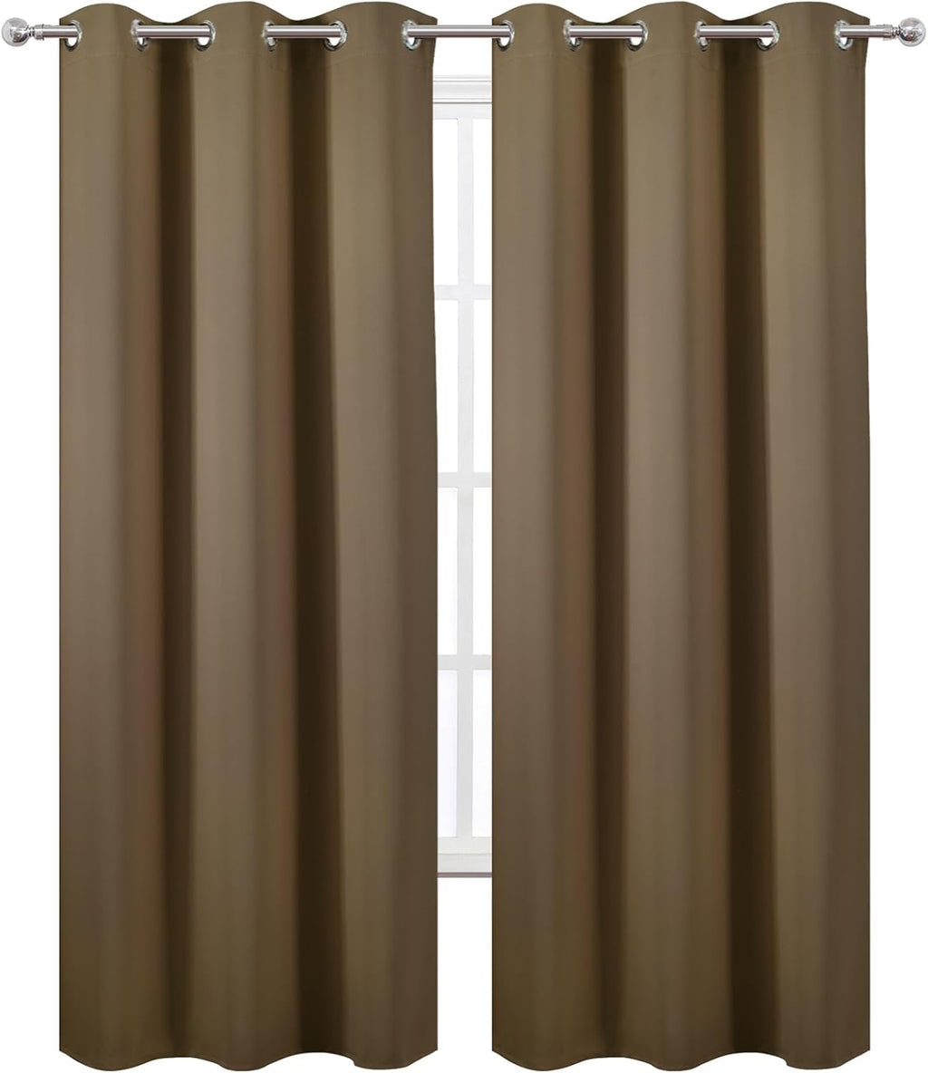 Lemomo Brown Thermal Blackout Curtains/38 x 84 Inch/Set of 2 Panels Room Darkening Curtains for Bedroom 84 Inch silver
