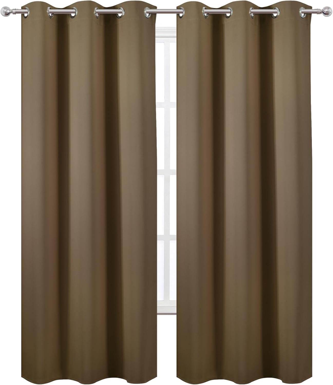 Lemomo Brown Thermal Blackout Curtains/38 x 84 Inch/Set of 2 Panels Room Darkening Curtains for Bedroom 84 Inch silver