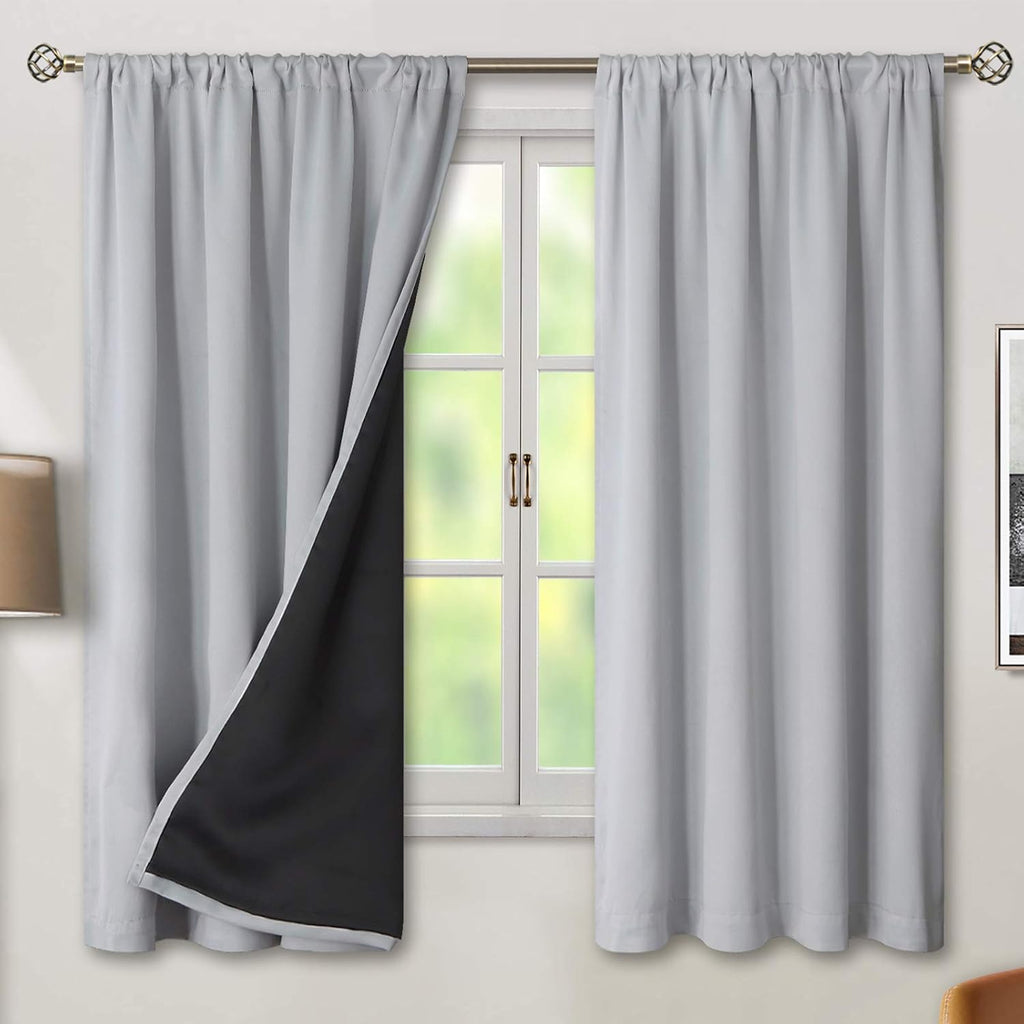 BGment Thermal Insulated 100% Blackout Curtains for Bedroom with Black Liner, Double Layer Full Room Darkening Noise Reducing Rod Pocket…