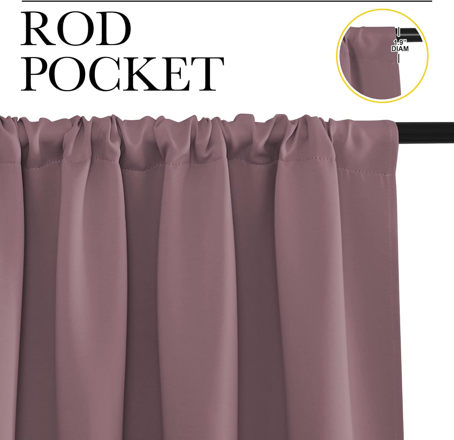 NICETOWN Kitchen Curtains, Short Blackout Curtains & Drapes, Small Window Draperies for Dining Room, Cupboard (Dry Rose, 34" W by 45" L…