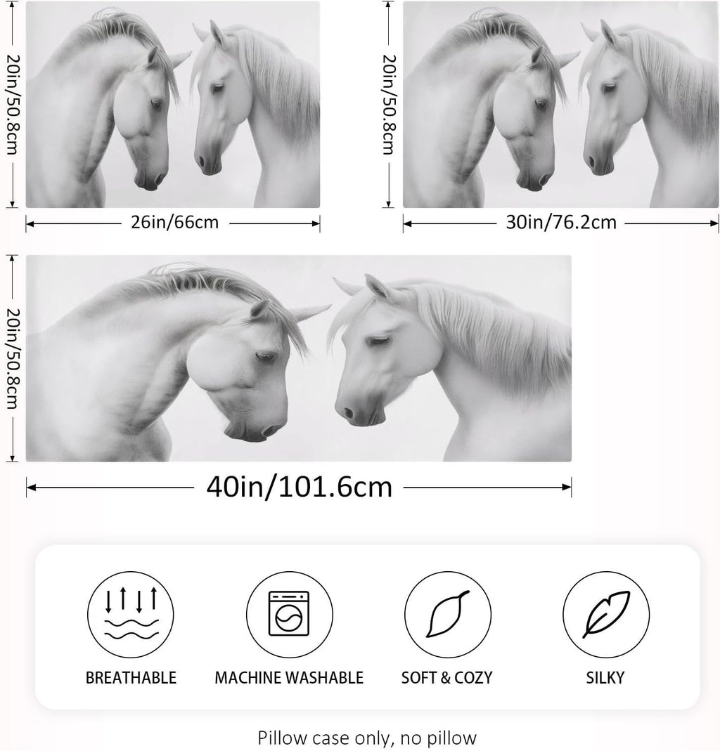 Blueangle Beautiful White Horse Satin Pillowcase for Hair and Skin Silk Pillowcase, Queen Size(20x30 inches) - Satin Pillow Covers with…