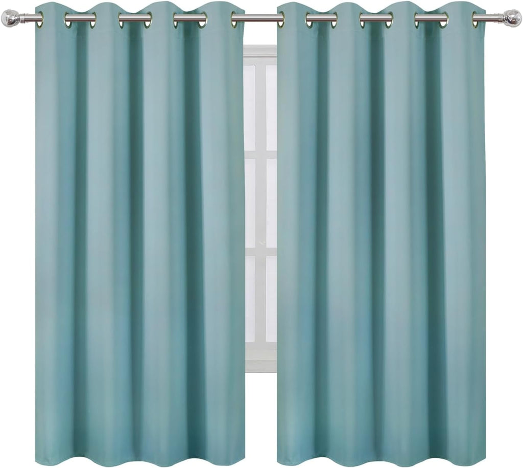 Lemomo Stone Blue Blackout Curtains 66 x 63 Inch Length/Set of 2 Curtain Panels/Thermal Insulated Room Darkening Blackout Curtains for Bedr…